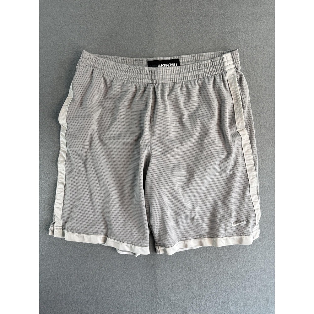 Y2k Nike Basketball Shorts Mens XL Gray Mesh 11 Inseam Elastic Waist Training‎